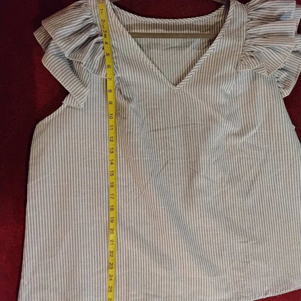 Blue Flutter Sleeve Ruffled Blouse - Picture 7 of 7